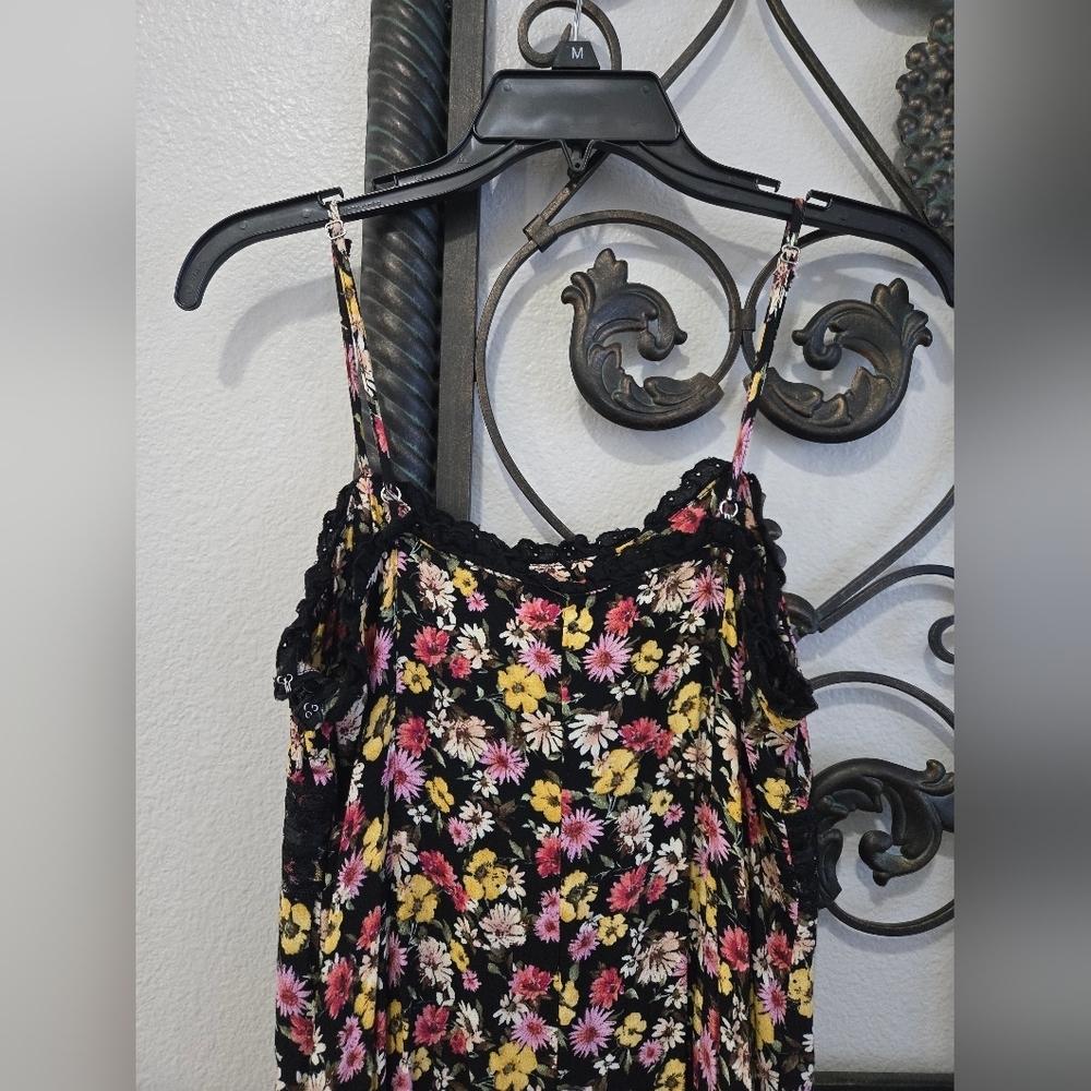 Forever 21 Floral Black Milkmaid Midi Dress - Picture 7 of 11